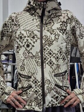 Womans Hooded Jacket in Cream and Brown